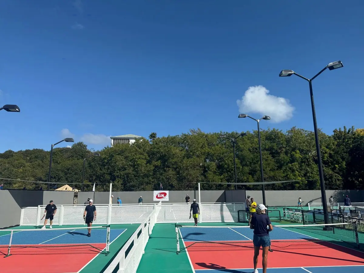 Players on the pickleball courts at the club in Turks and Caicos